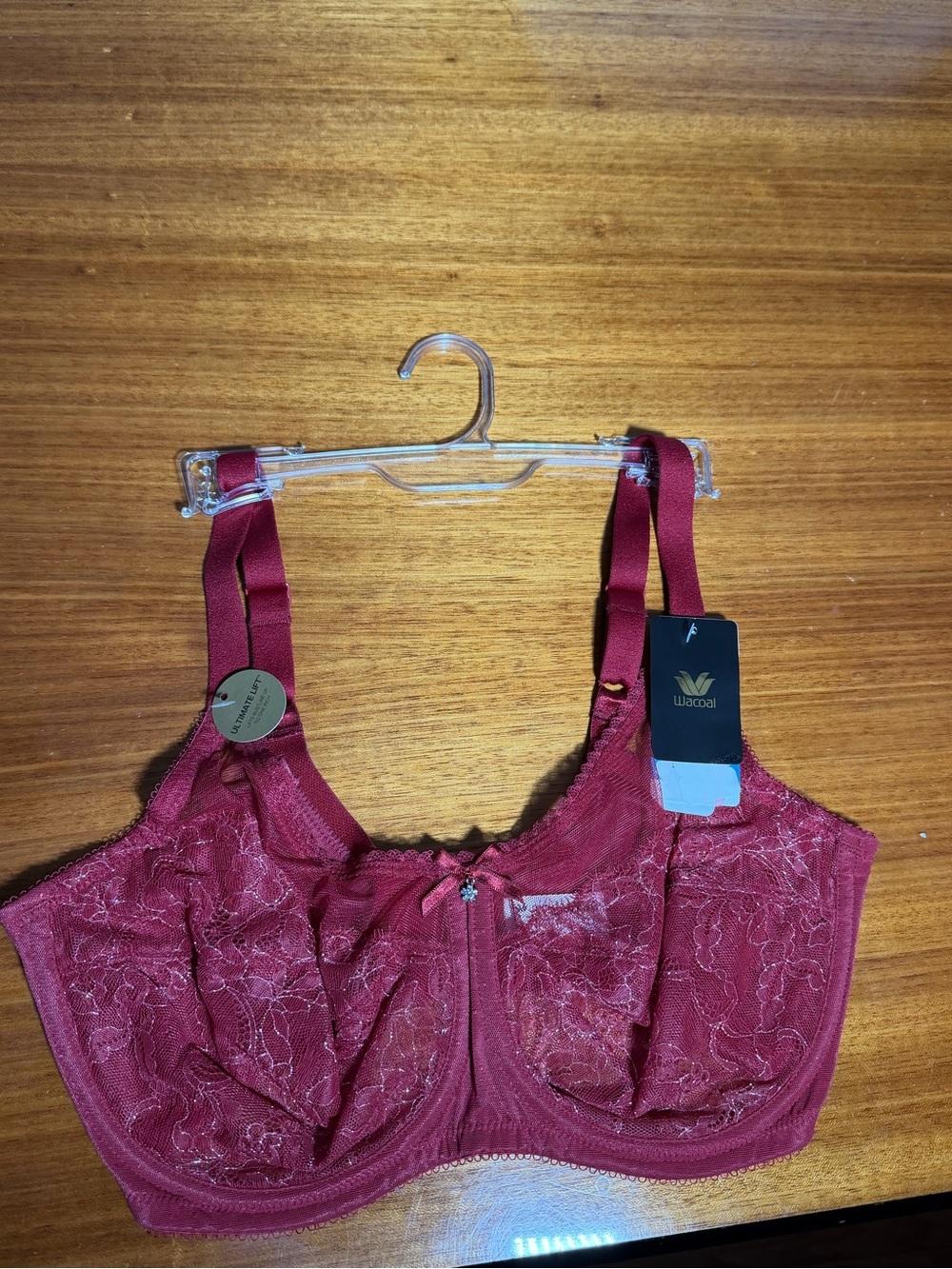 NWT Wacoal Ultimate Lift Lace Underwire Bra with Embroidered Cups| Sz 34DD